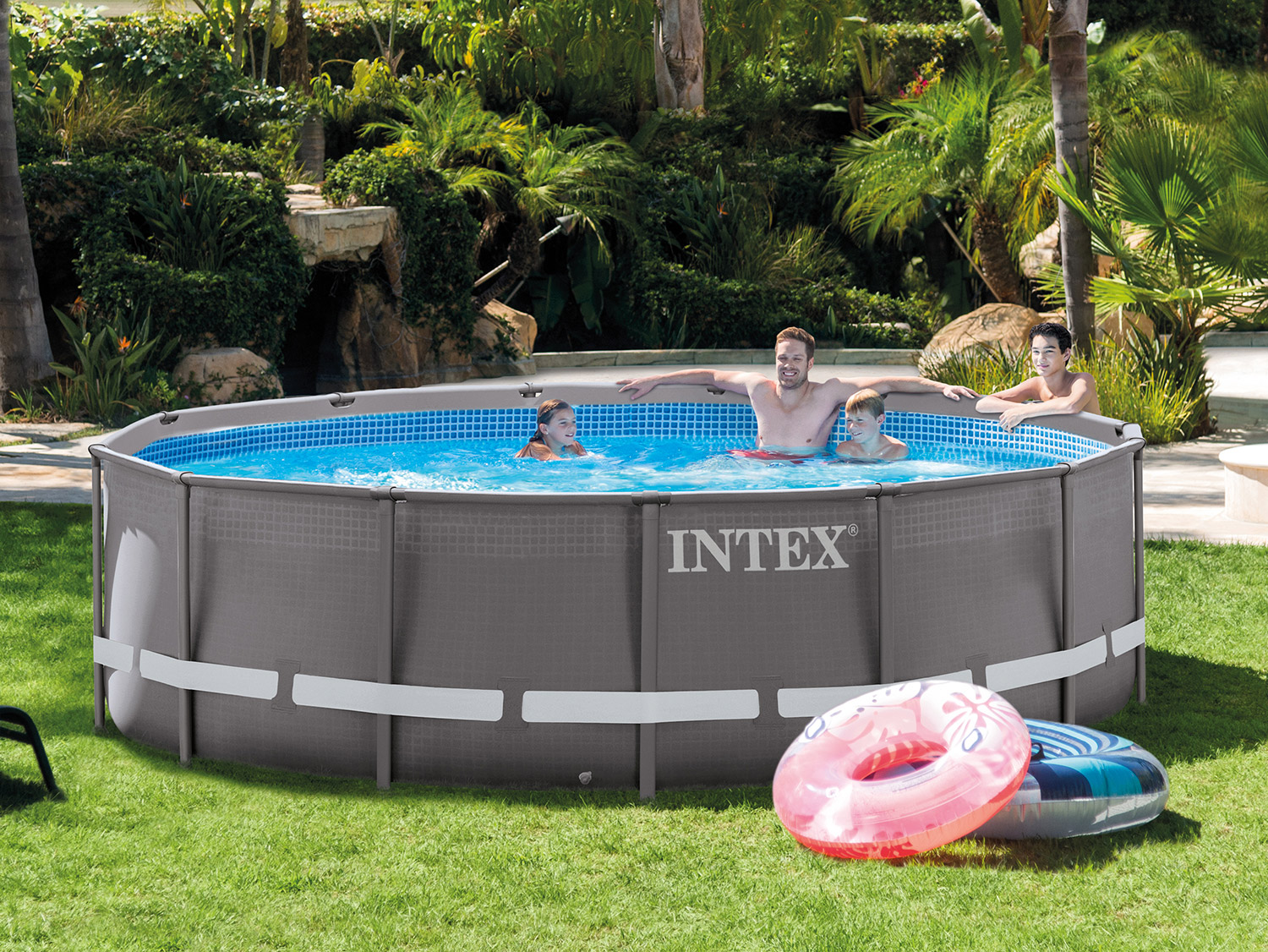 Каркасный бассейн Intex 26330, Ultra XTR Frame 549х132см, 26423л, песочный фильтр-насос, лестница, тент, подстилка фото 3
