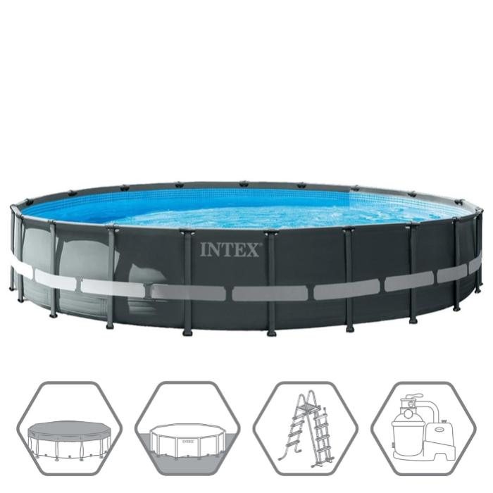 Каркасный бассейн Intex 26334, Ultra XTR Frame 610х122см, 30079л, песочный фильтр-насос, лестница, тент, подстилка фото 2