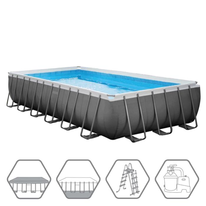 Каркасный бассейн Intex 26364, Ultra XTR Frame 732х366х132см, 31805л, песочный фильтр-насос, лестница, тент, подстилка фото 2