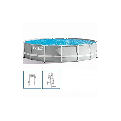 Каркасный бассейн Intex 26718, Prism Frame 366х122см, фильтр-насос, лестница, 10685л фото 2