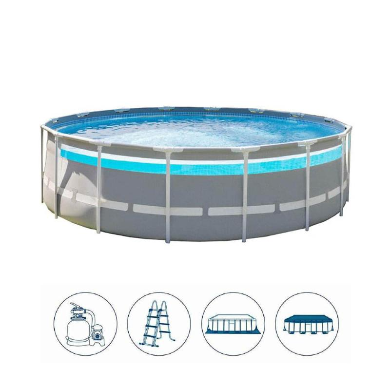 Каркасный бассейн Intex 26730, Prism Frame Clearview 488х122см, 19156л, фильтр-насос, лестница, тент, подстилка