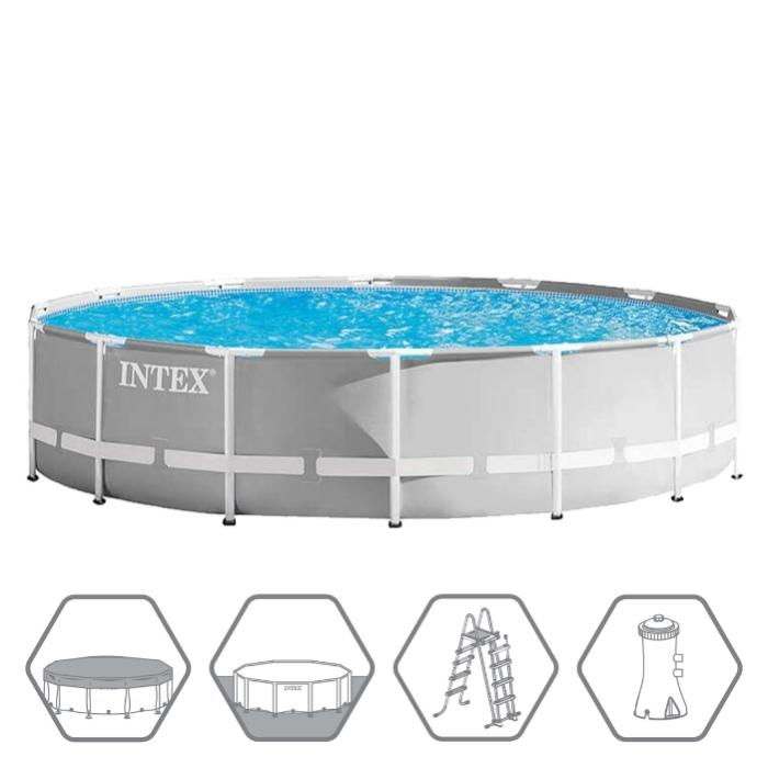 Каркасный бассейн Intex 26732, Prism Frame 549х122см, 24311л, фильтр-насос, лестница, тент, подстилка