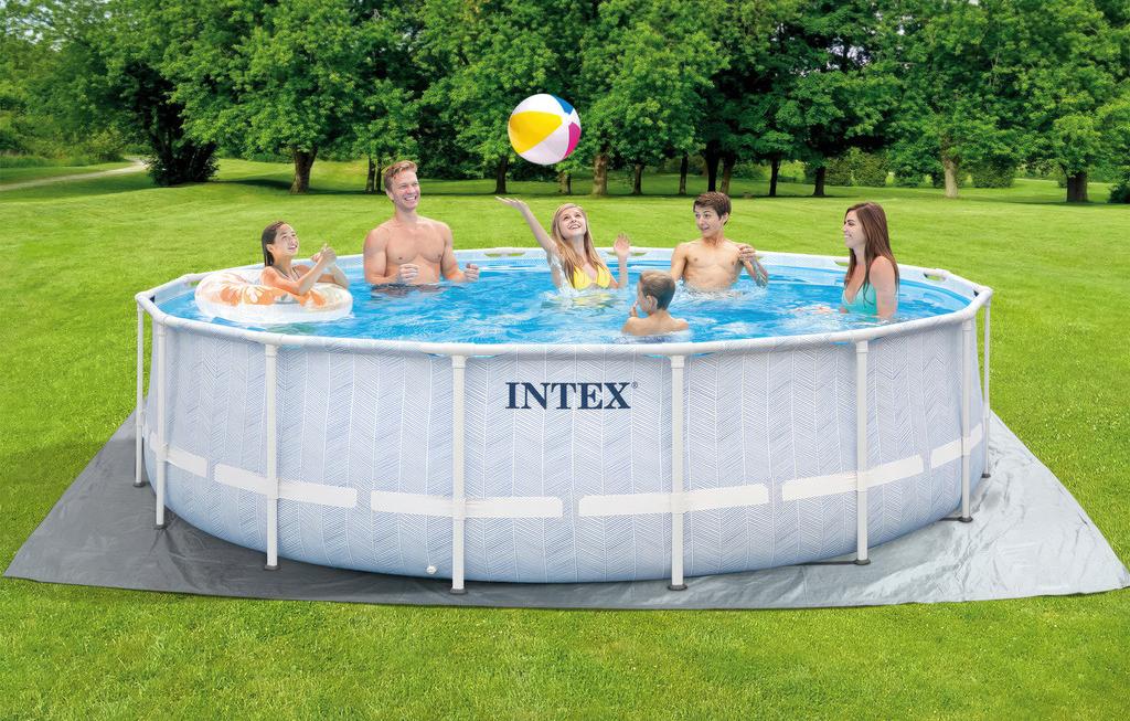 Каркасный бассейн Intex 26746, Chevron Prism Frame 488х122см, 19156л, фильтр-насос, лестница, тент, подстилка фото 2