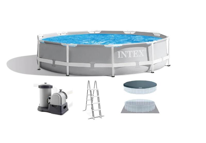 Каркасный бассейн Intex 26756, Prism Frame 610х132см, 32695л, фильтр-насос, лестница, тент, подстилка