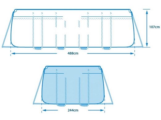 Каркасный бассейн Intex 26778, Prism Frame 488х244х107см, 10874л, фильтр-насос, лестница, тент, подстилка фото 2