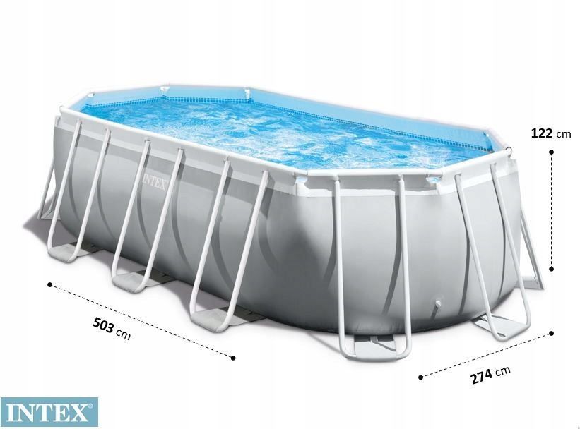 Каркасный бассейн Intex 26796, Prism Frame 503х274x122см "Oval" 13365л, фильтр-насос, лестница, тент, подстилка фото 4