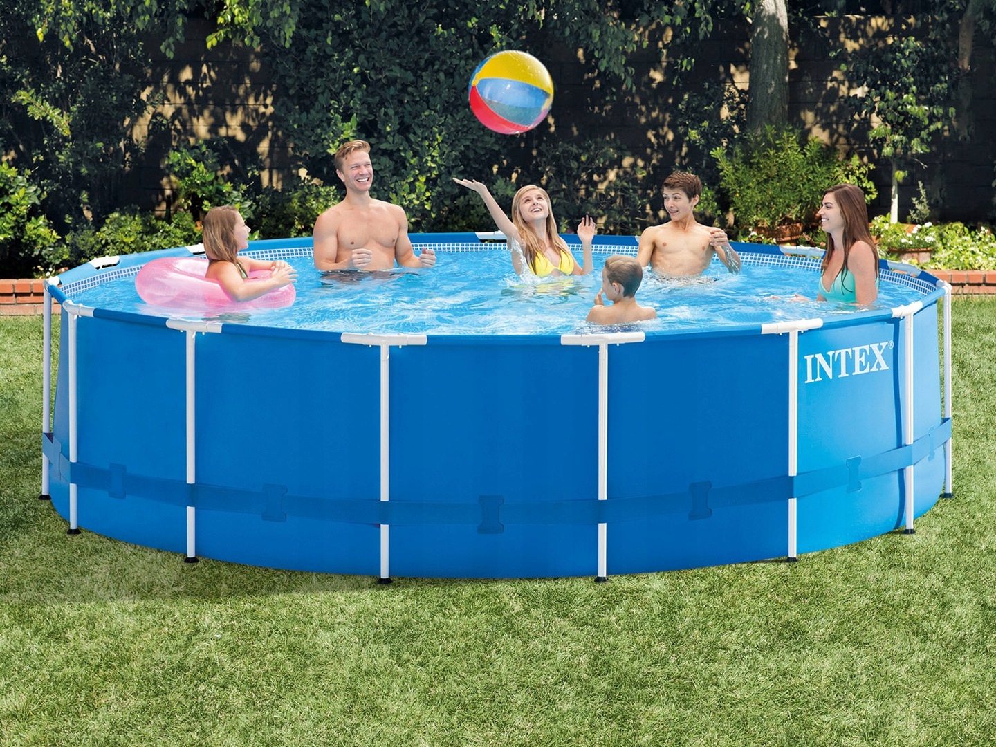 Каркасный бассейн Intex 28242, Metal Frame 457х122см, 16805л, фильтр-насос, лестница, тент, подстилка фото 5