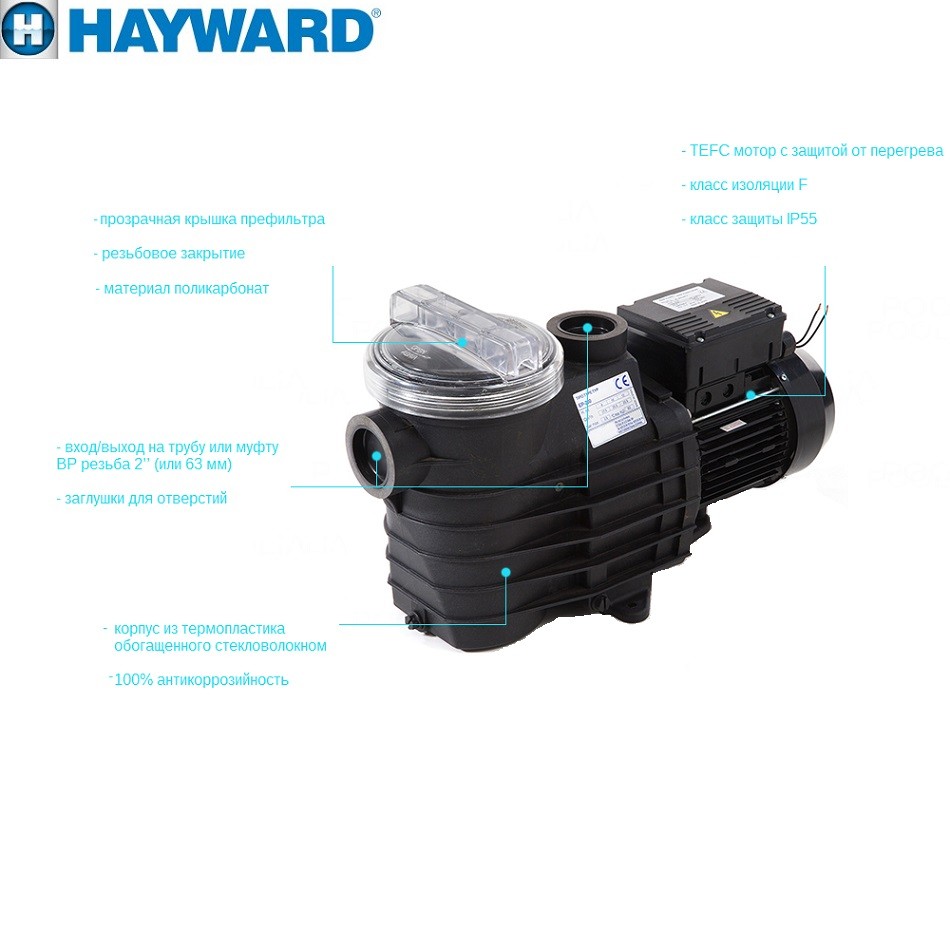 Насос Hayward SP2503XE61 EP33 (220В, 0,33HP) фото 5