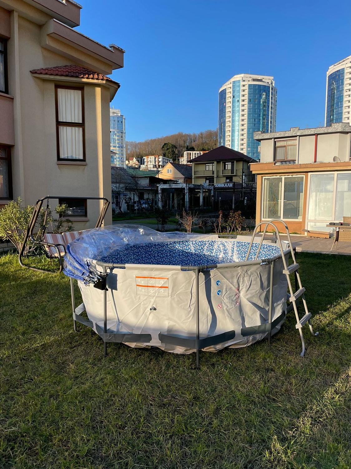 Круглый купольный тент Pool Tent на бассейн диаметром 305см, синий фото 4