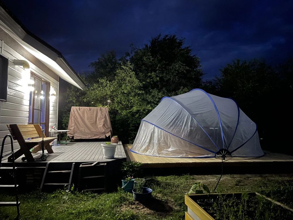 Круглый купольный тент павильон Pool Tent 3,6м. для бассейнов и СПА, серый фото 4