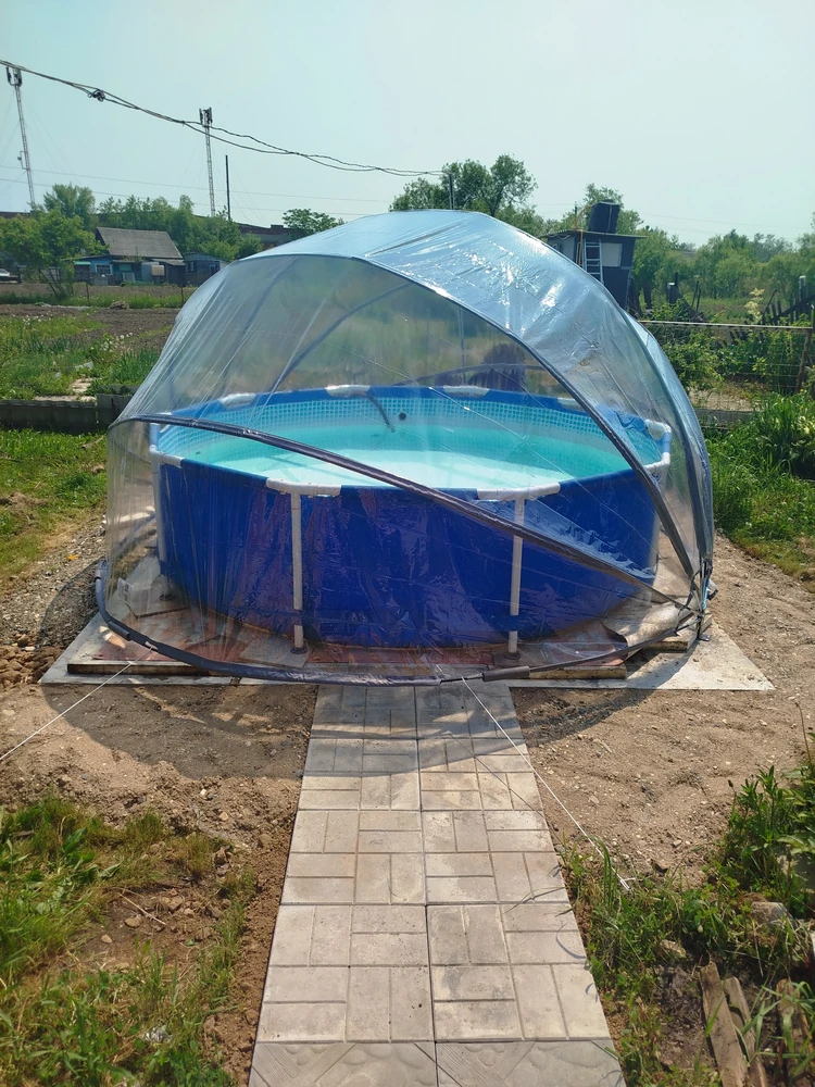 Круглый купольный тент павильон Pool Tent 3,6м. для бассейнов и СПА, серый фото 3