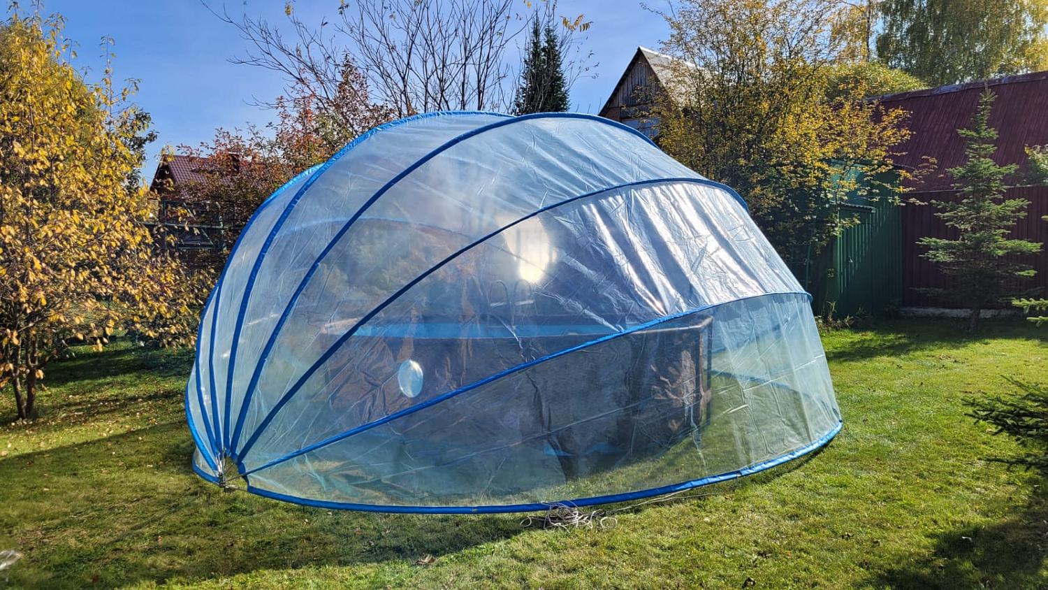 Круглый купольный тент павильон Pool Tent 4,5м. для бассейнов и СПА, синий фото 5
