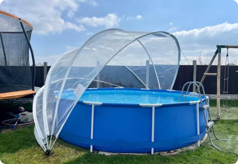 Круглый купольный тент павильон Pool Tent 4,5м. для бассейнов и СПА, синий фото 4