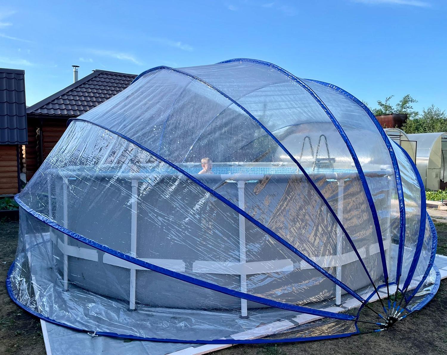 Круглый купольный тент павильон Pool Tent 4,5м. для бассейнов и СПА, серый фото 5