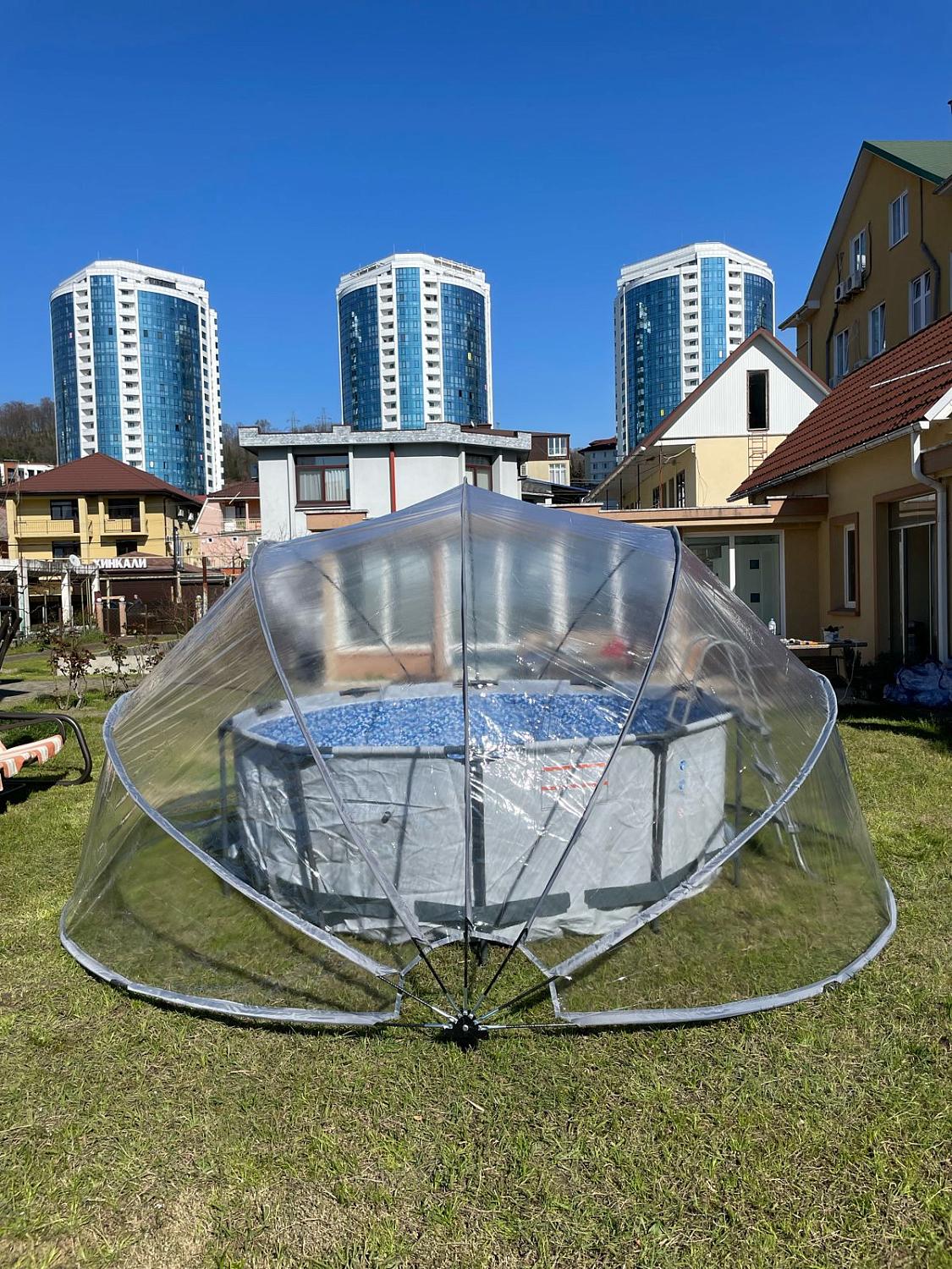 Круглый купольный тент павильон Pool Tent 4,5м. для бассейнов и СПА, серый фото 3