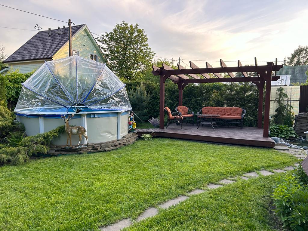 Круглый купольный тент Pool Tent на бассейн диаметром 457см, синий фото 5